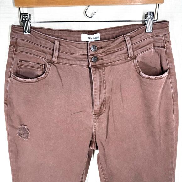 CEROS Phoenix Flare Jeans Size 32 Mocha High Rise Distressed Retro‎ Boho Hippie - Picture 3 of 13